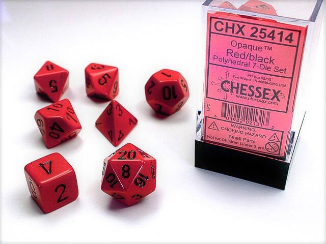 Polyhedral 7-Die Set Opaque - Red/Black - Super Retro