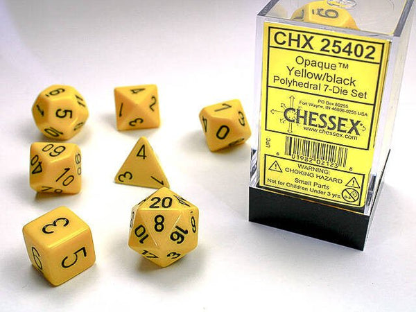 Polyhedral 7-Die Set Opaque - Yellow/Black - Super Retro