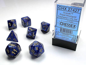 Polyhedral 7-Die Set Scarab - Royal Blue/Gold - Super Retro