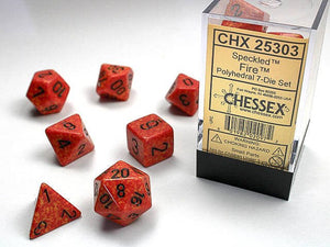 Polyhedral 7-Die Set Speckled - Fire - Super Retro