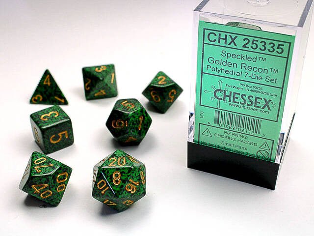 Polyhedral 7-Die Set Speckled - Golden Recon - Super Retro