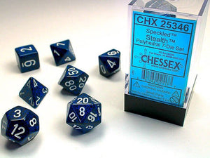 Polyhedral 7-Die Set Speckled - Stealth - Super Retro