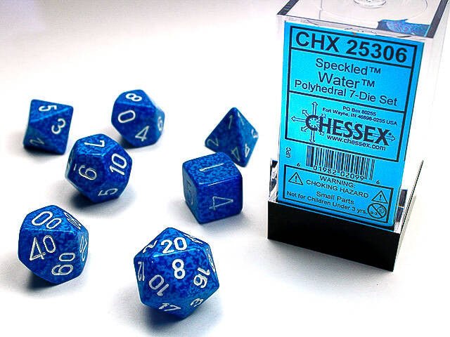 Polyhedral 7-Die Set Speckled - Water - Super Retro