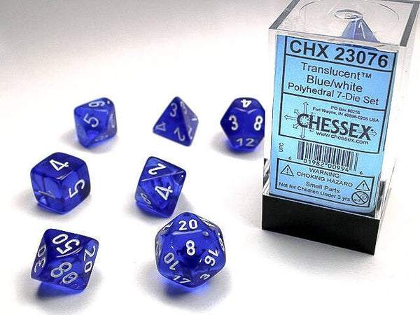 Polyhedral 7-Die Set Translucent - Blue/White - Super Retro