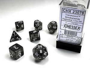 Polyhedral 7-Die Set Translucent - Smoke/White - Super Retro