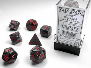 Polyhedral 7-Die Set Velvet - Black/Red - Super Retro