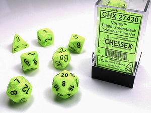 Polyhedral 7-Die Set Vortex - Bright Green/Black - Super Retro
