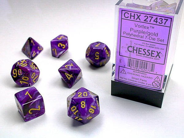 Polyhedral 7-Die Set Vortex - Purple/Gold - Super Retro