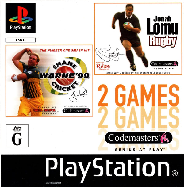 Shane Warne Cricket '99 Jonah Lomu Rugby - PS1 - Super Retro